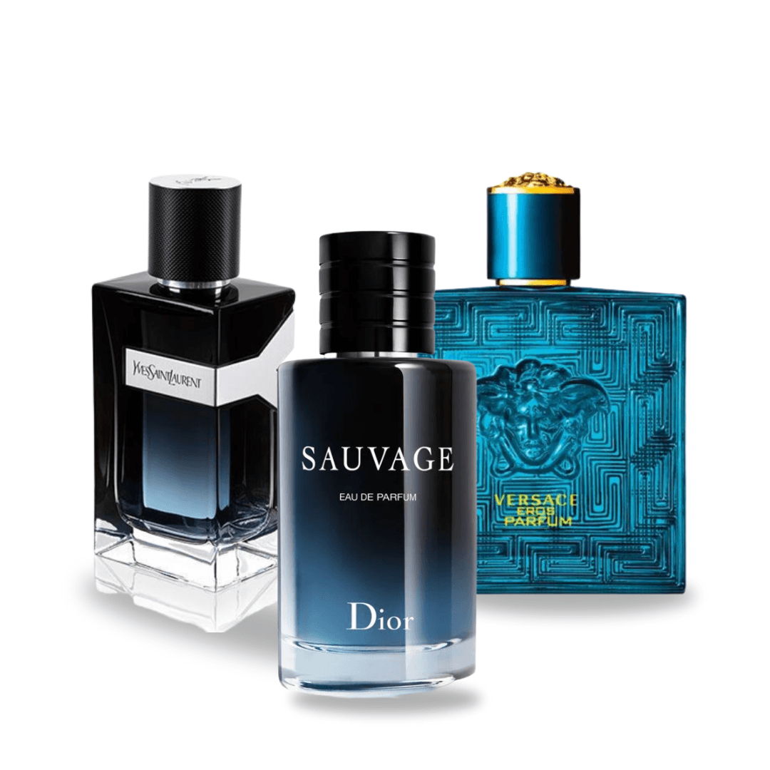 Zestaw 3 perfum | Dior SAUVAGE, Yves Saint Laurent Y MEN i Versace EROS 100 ml
