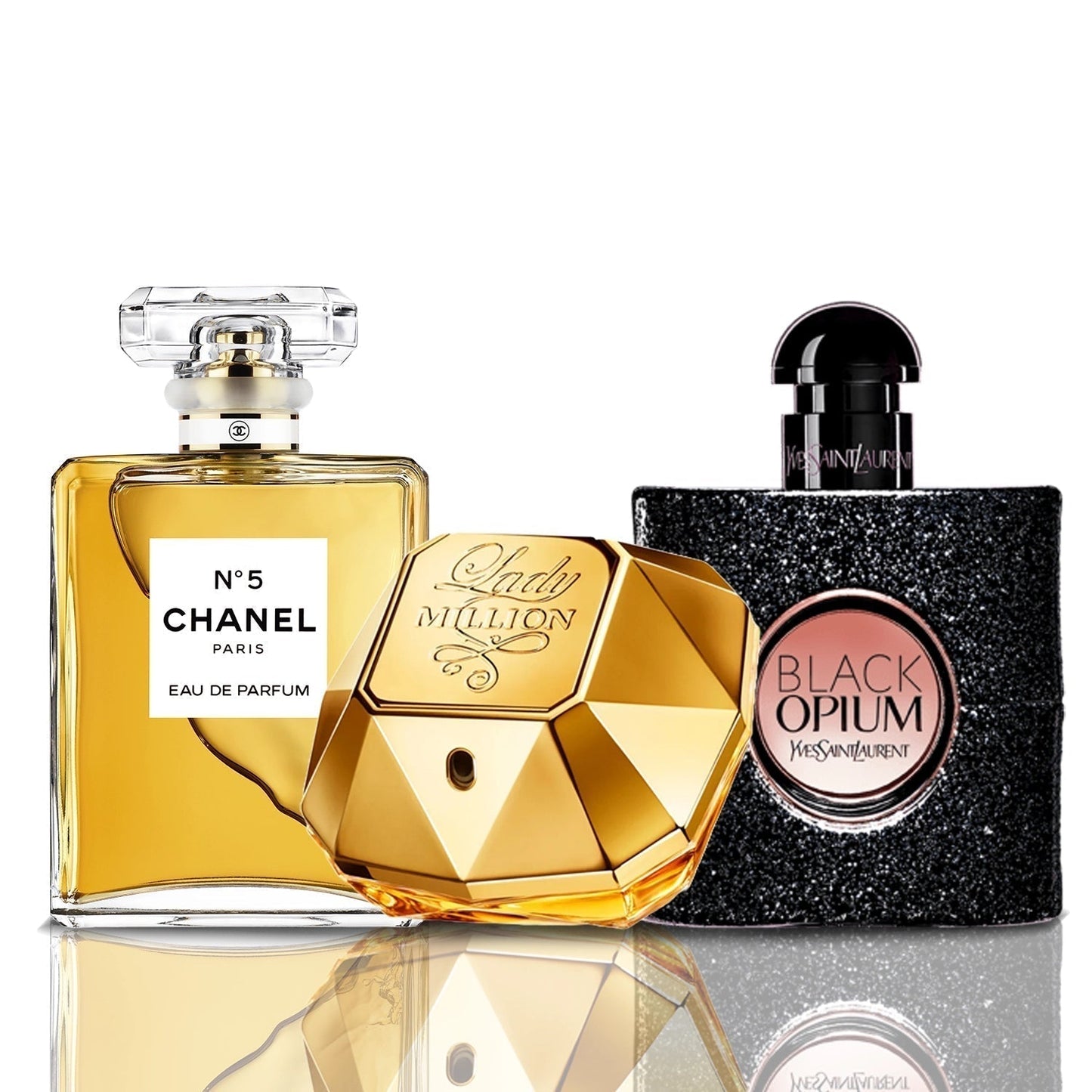 Zestaw 3 perfum | Chanel N°5 + Lady Million + Black Opium 100 ml