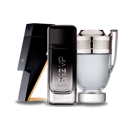 Zestaw 3 perfum | Carolina Herrera BAD BOY, Carolina Herrera 212 VIP BLACK i Paco Rabanne INVICTUS 100 ml