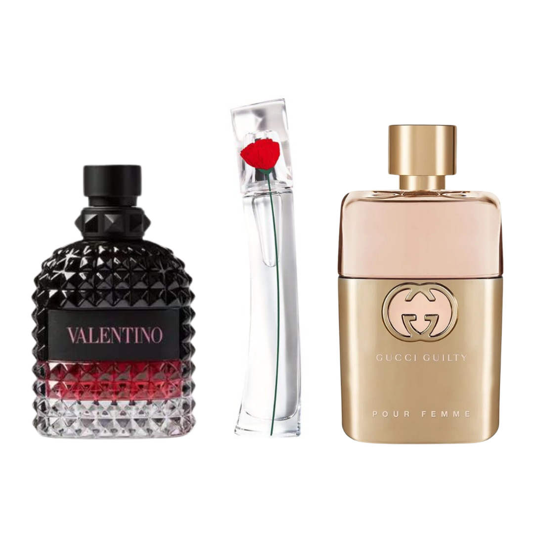 Zestaw 3 perfum | Gucci Guilty, Valentino Intense, Flower Kenzo 100 ml