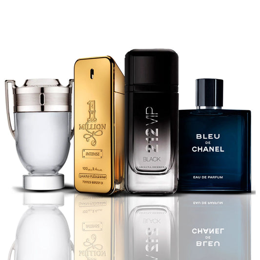 Zestaw 4 perfum | Invictus + One Million + 212 VIP Black + Bleu de Chanel 100 ml